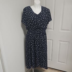 Lane Bryant Plus Size Navy White Polka Dot Dress